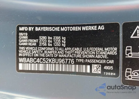 2019 BMW M850I xDrive z USA, uszkodzony, nr VIN WBABC4C52KBU96776